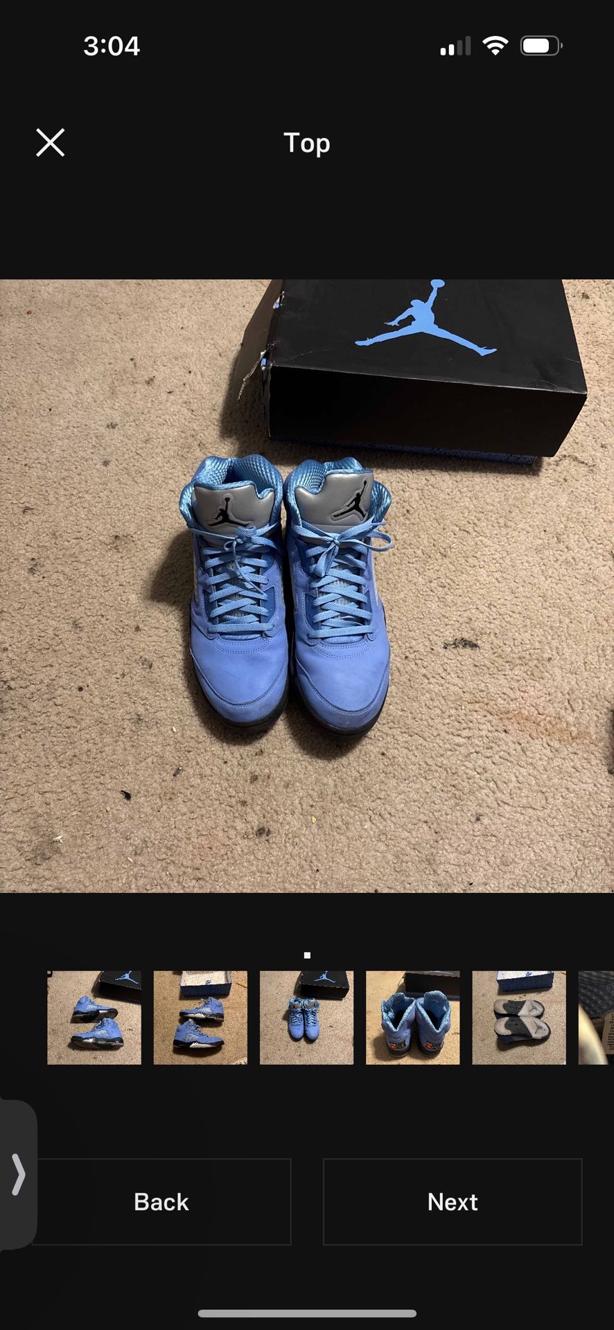 UNC Jordan 5s 12.5