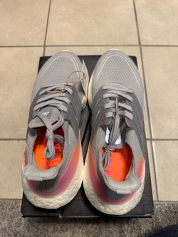 Adidas Ultraboost 21 W Running Shoes - Grey with Pink/Orange - Women's US 6.5 - FY0397