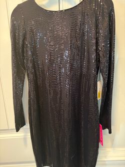 Black Long Sleeve Sequin Dress
