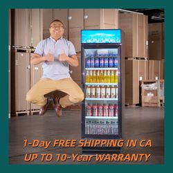 1-Day Free Delivery ! Glass Door Merchandiser!