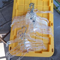 Set Of 25 Clear Dress/Shirt/Sweater Plastic Hangers Adults 17"-$15.00