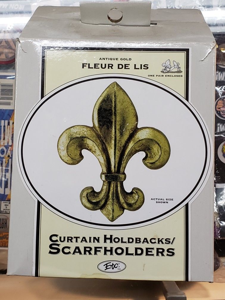 ETC Brand Antique Gold FLEUR DE LIS (1 pair) Curtain Hold backs/ Scarfholder
