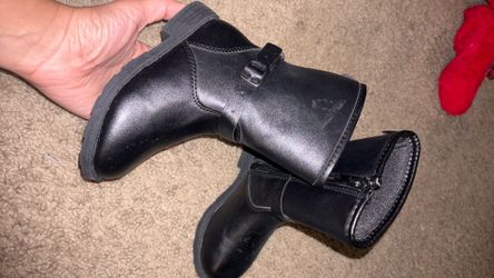 Black Leather Mid-Calf Boots