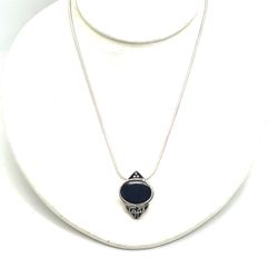 Onyx Pendant On An Italian .925 Marked Snake Chain