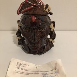 1990 George Williams Comemoritive Mcoy Pottery Pontiac Indian Cookie Jar