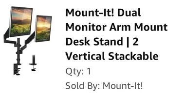 Mount-It! Dual Monitor Arm Mount Desk Stand | 2 Vertical Stackable