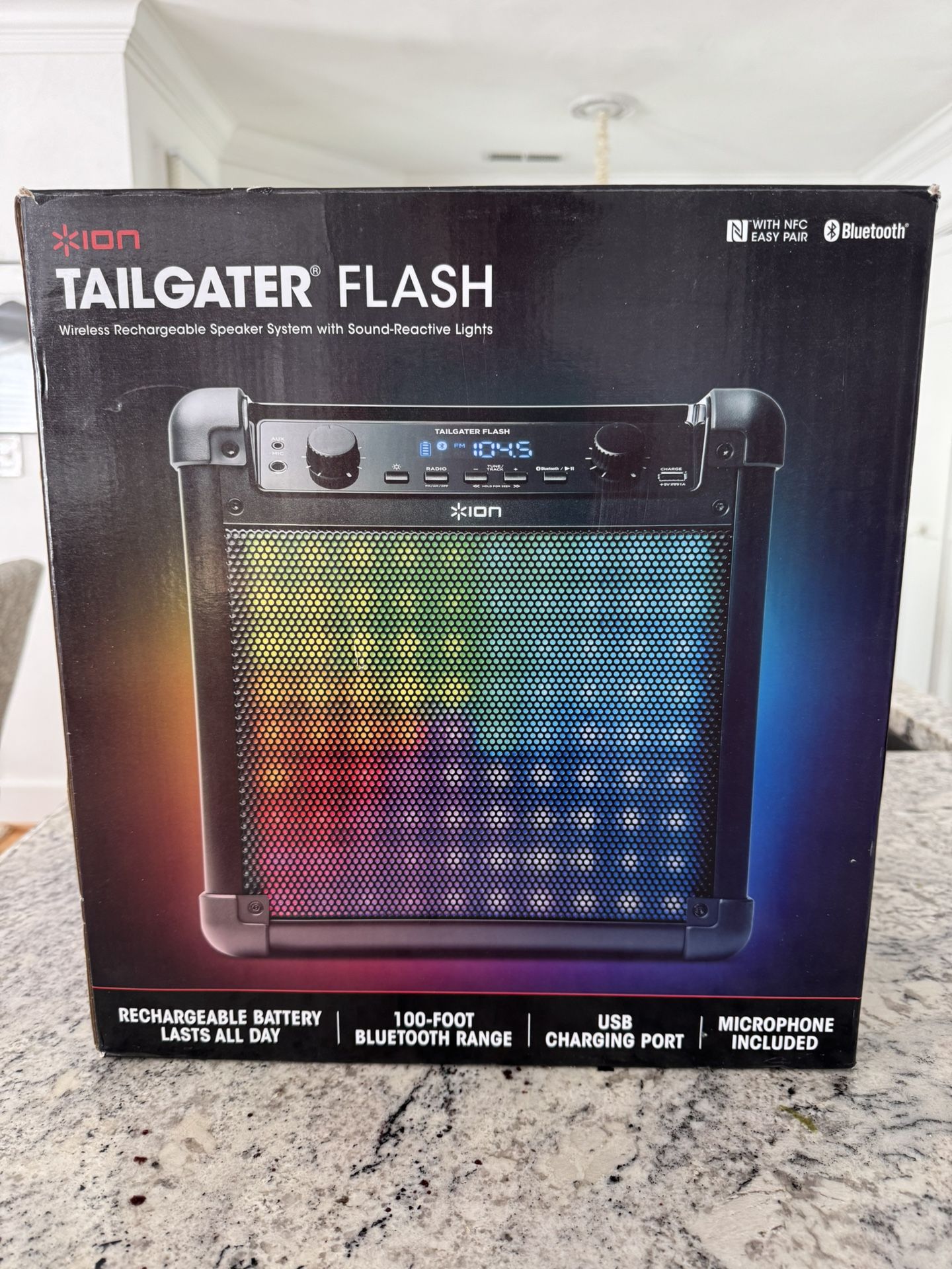 ION Audio Tailgater Flash Wireless Rechargeable Speaker System With Sound Reactive Lights
