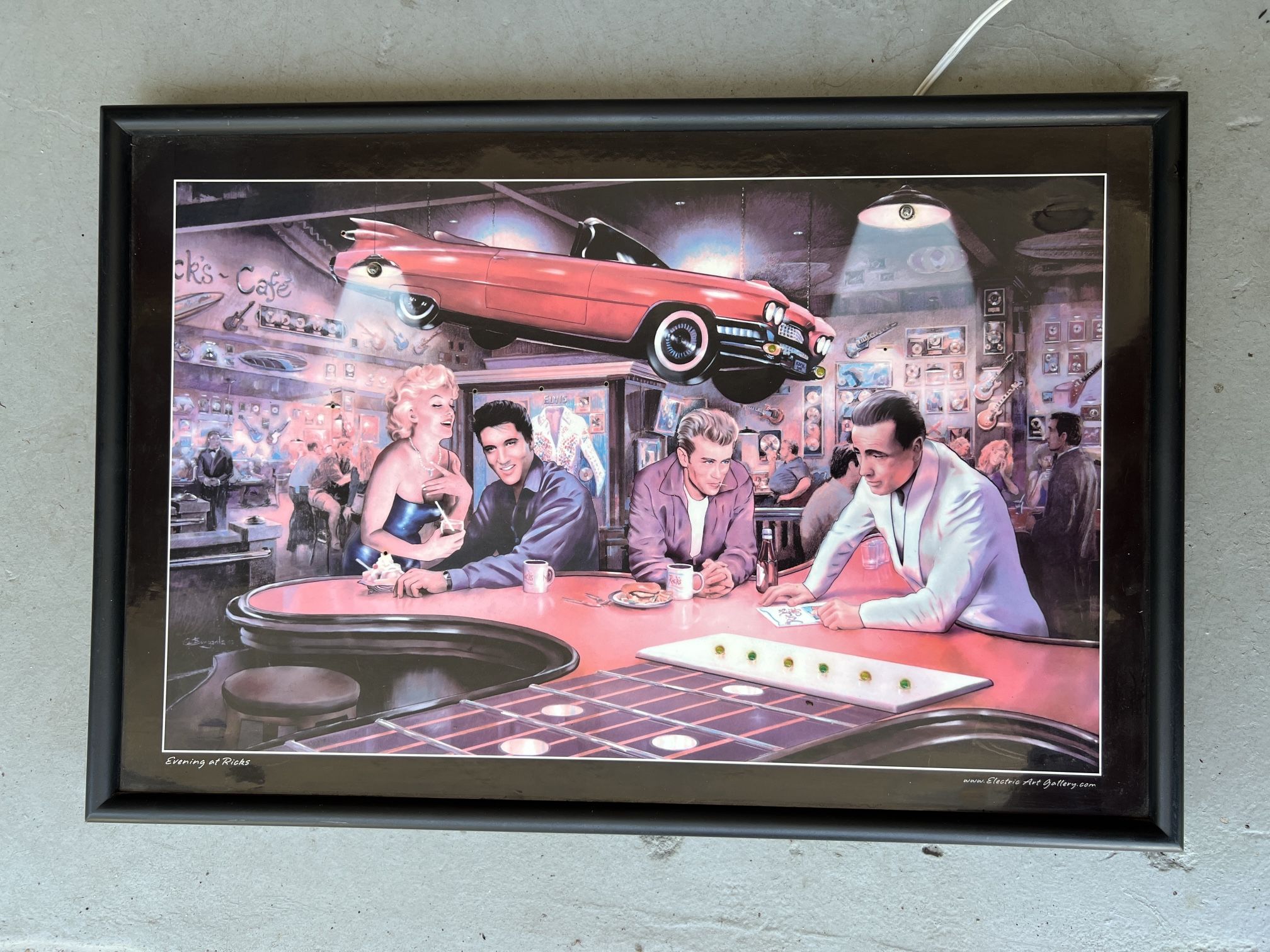 Lighted Evening At Ricks Elvis, Marlyn, James Dean & Humphrey Picture Electric Art