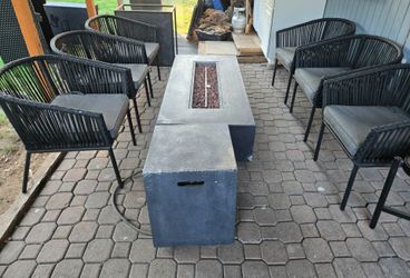 set of outdoor chairs fire pit table