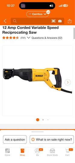 12 Amp Corded Variable Speed Reciprocating Saw