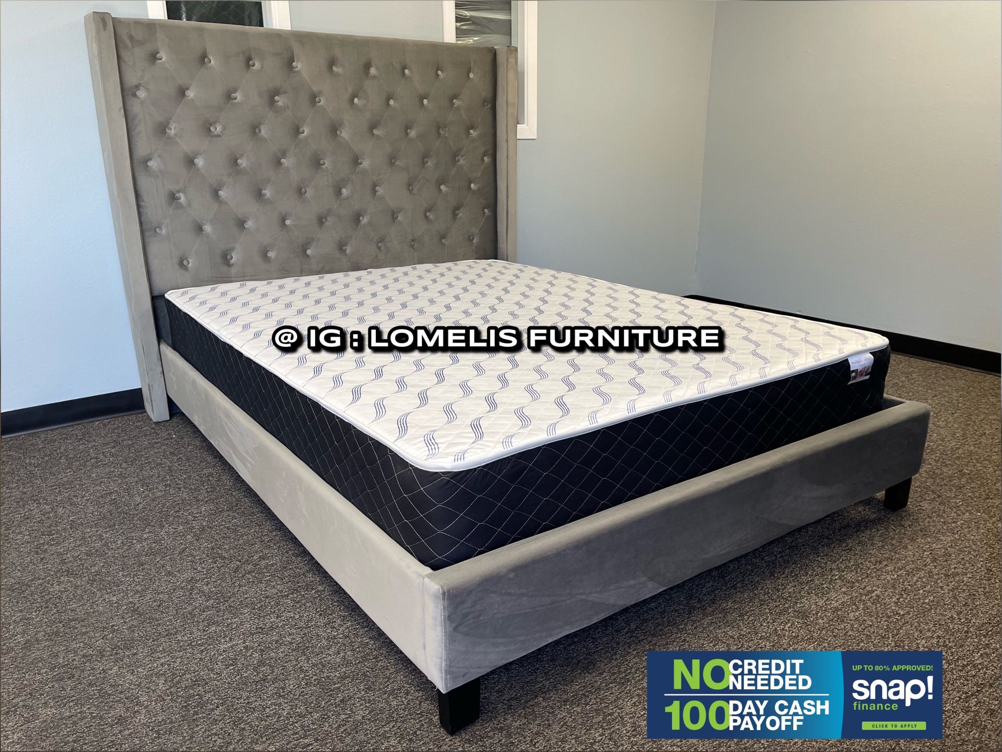 Cal King Black Chanelle Wingback Platform Bed w. Orthopedic Mattress Included,All Products : American Fashion Style Bags On Sale