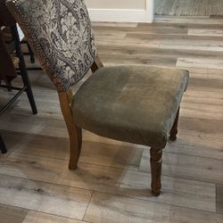 Eight Dining Chairs, Cloth Nail Heads, Used Good Condition