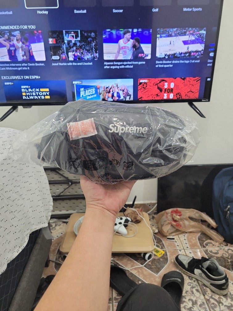 Supreme Black Leather Waist Bag