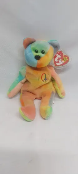 1996 Ty Beanie Baby Peace Bear - Multicolor Bean Bag Plush with Tags