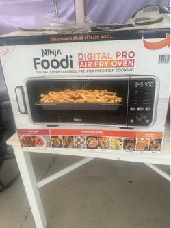 NINJA Foodi 8-in-1 1750W 9-Slice Black/Stainless Steel Digital Air Fryer Oven, Toaster Oven, Easy Clean & Flip-Away Storage