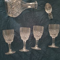 Crystal Wine Set - Decanter And 4 Wine Glasses