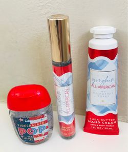 Trending! BATH & BODY WORKS✨❤️🤍Gingham ALL AMERICAN🤍❤️✨2-pc Mini Perfume spray & Hand Lotion