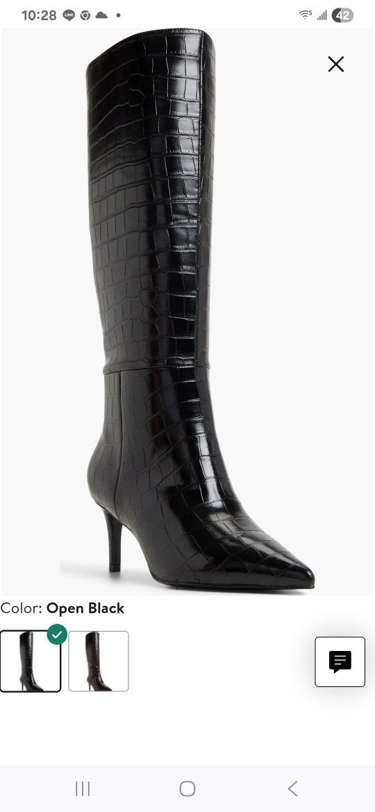 LIKE NEW Black Faux Croc Print Stylish Rare Find Knee High Boots