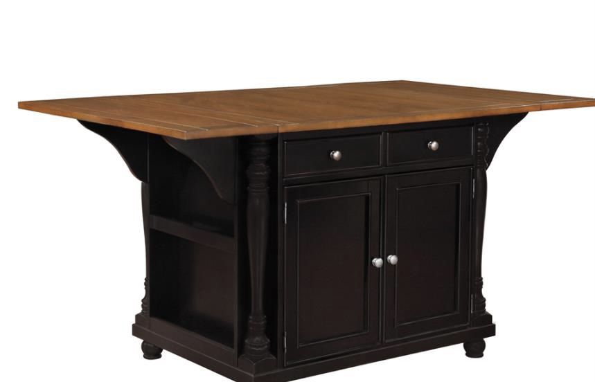 102270 Slater 2-drawer Kitchen Island with Drop Leaves Brown and Black