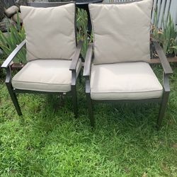 Pair Aluminum Patio Armchairs 