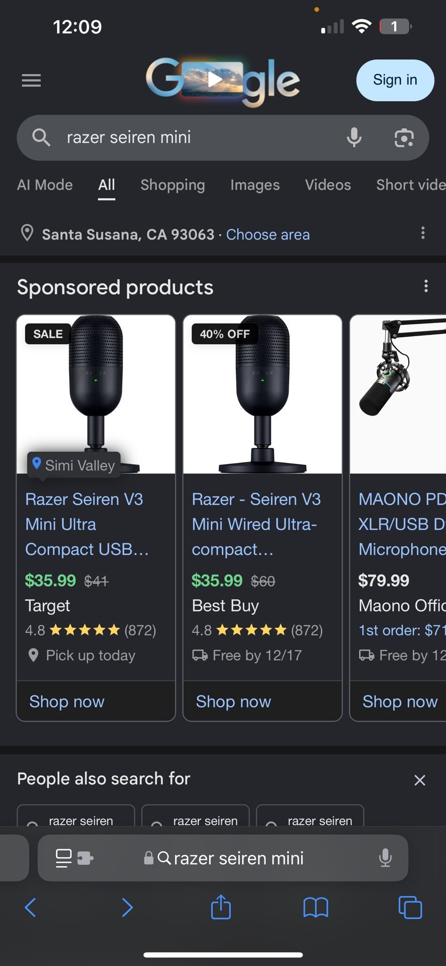 Razer - Seiren v3 Mini Ultra Compact microphone