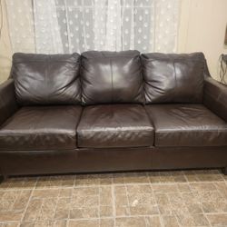 Dark Brown Leather Couch Set