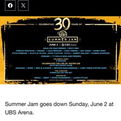 Summer Jam 24 UBS Arena June 2nd 7PM Tickets
