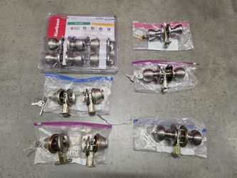 Mixed Lot of (6) Double Door Lock Set, Nickel Finish