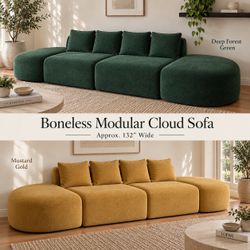 Boneless Modular Cloud Sofa – Approx. 132” Wide