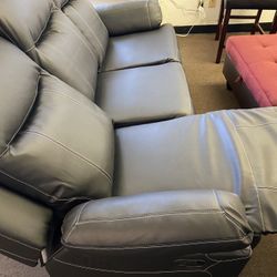 3 seats recliner sofa black leather