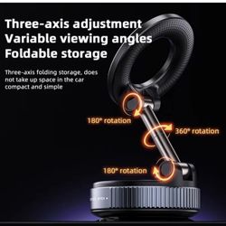  Strong Magnetic Car Phone Holder Foldable Design 360° Adjustable Vacuum Mount for Car/Desk/Bathroom Use Three-axis Rotation For Free Adjustment A Con