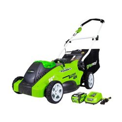 Greenworks 40V 16 Battery Powered Push Lawn Mower with 4.0 Ah Battery & Charger 25322