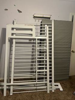 Walker Edison Premium Deluxe White Twin Metal Loft and Mattress