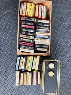 Vintage 8 track player and tapes