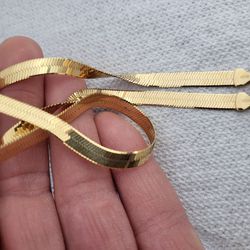 14k Solid Italian Gold Herringbone Link Necklace  - Snake  Chain 