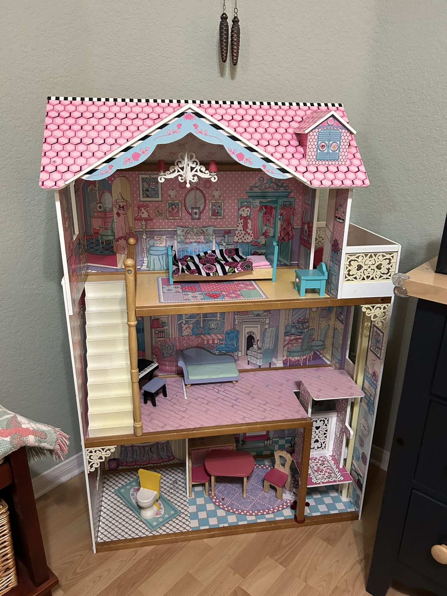 Large Dollhouse With Furniture