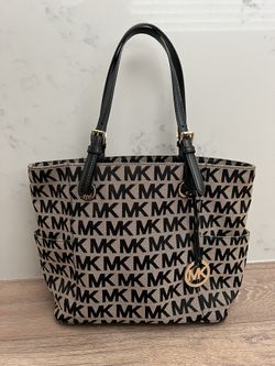 Michael Kors MK Logo Tote Bag – Tan & Black