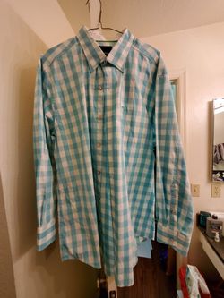Tommy Bahama Men's Paradise Pima Gingham Baja Breeze Large Dress Shirt
