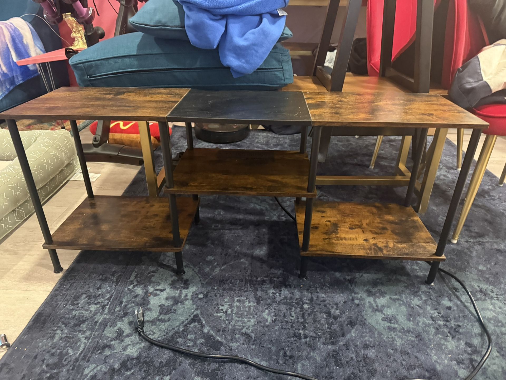 TV Stand for Bedroom 50 Inch TV Stand with Power Outlet 3 Tier Entertainment Center with Storage TV Console Table for 50 43 40 32 Inch TV, Rustic Brow