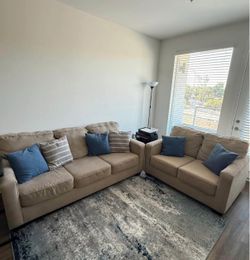 Beige Set of couch and love seat