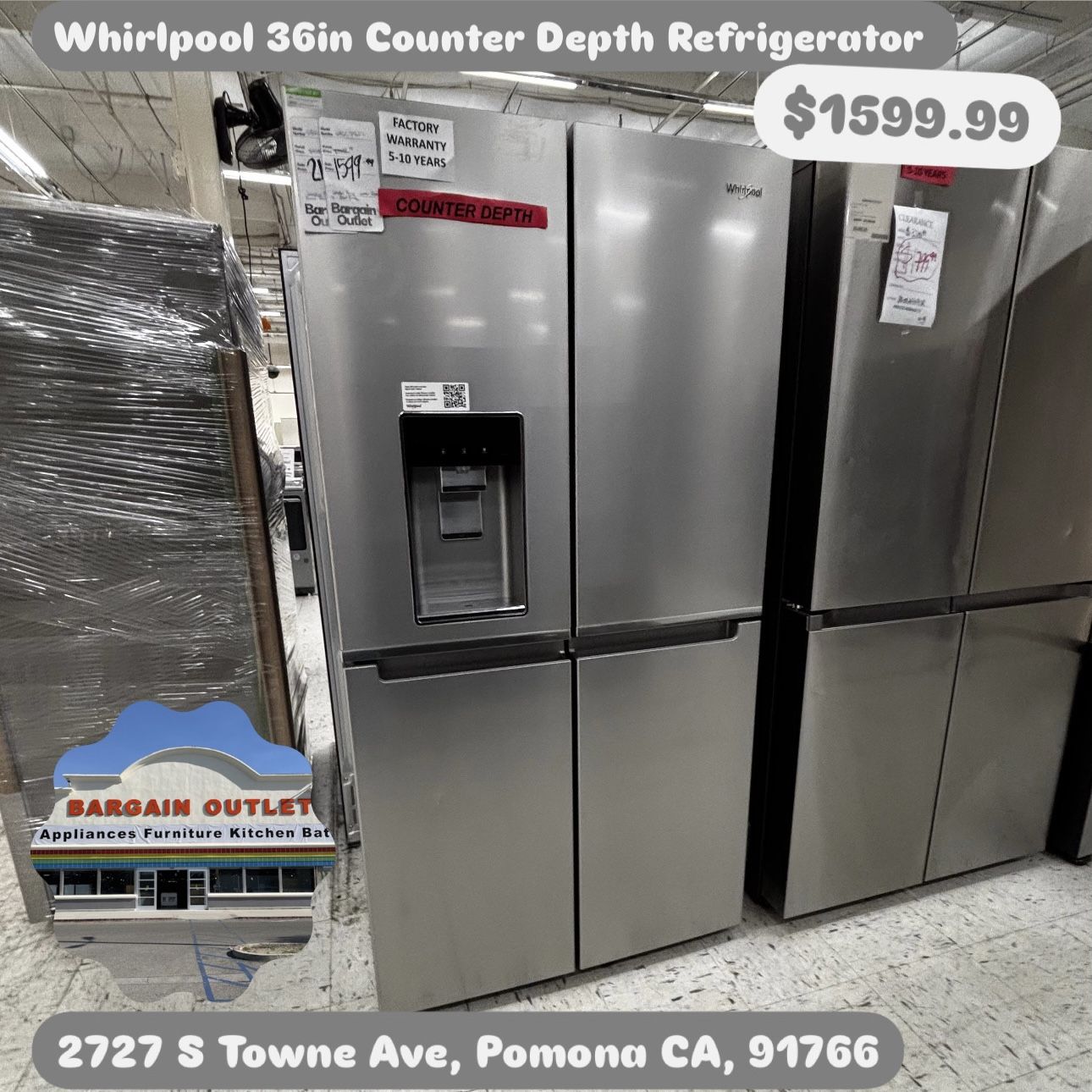 Whirlpool 36 In Counter Depth Refrigerator