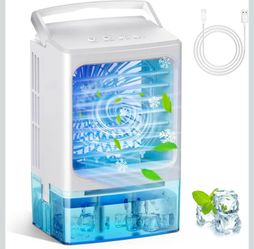 3 Speeds 2 Mist Modes Portable AC Unit with 900ml Water Tank,7-Color Lights Evaporative Cooler Blow Cold Air