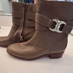 taupe boots by Tory Burch