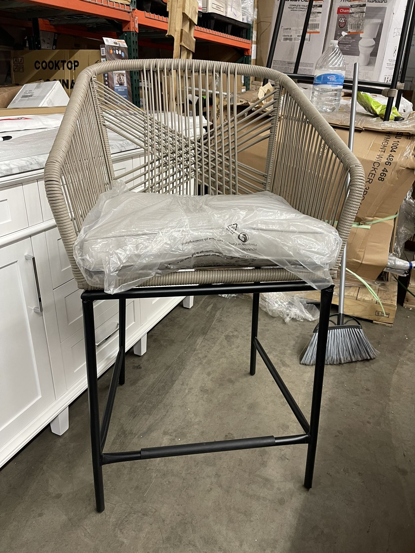 Hampton Bay Haymont 3-Piece Steel Wicker Outdoor Bistro Set with CushionGuard Beige Cushions