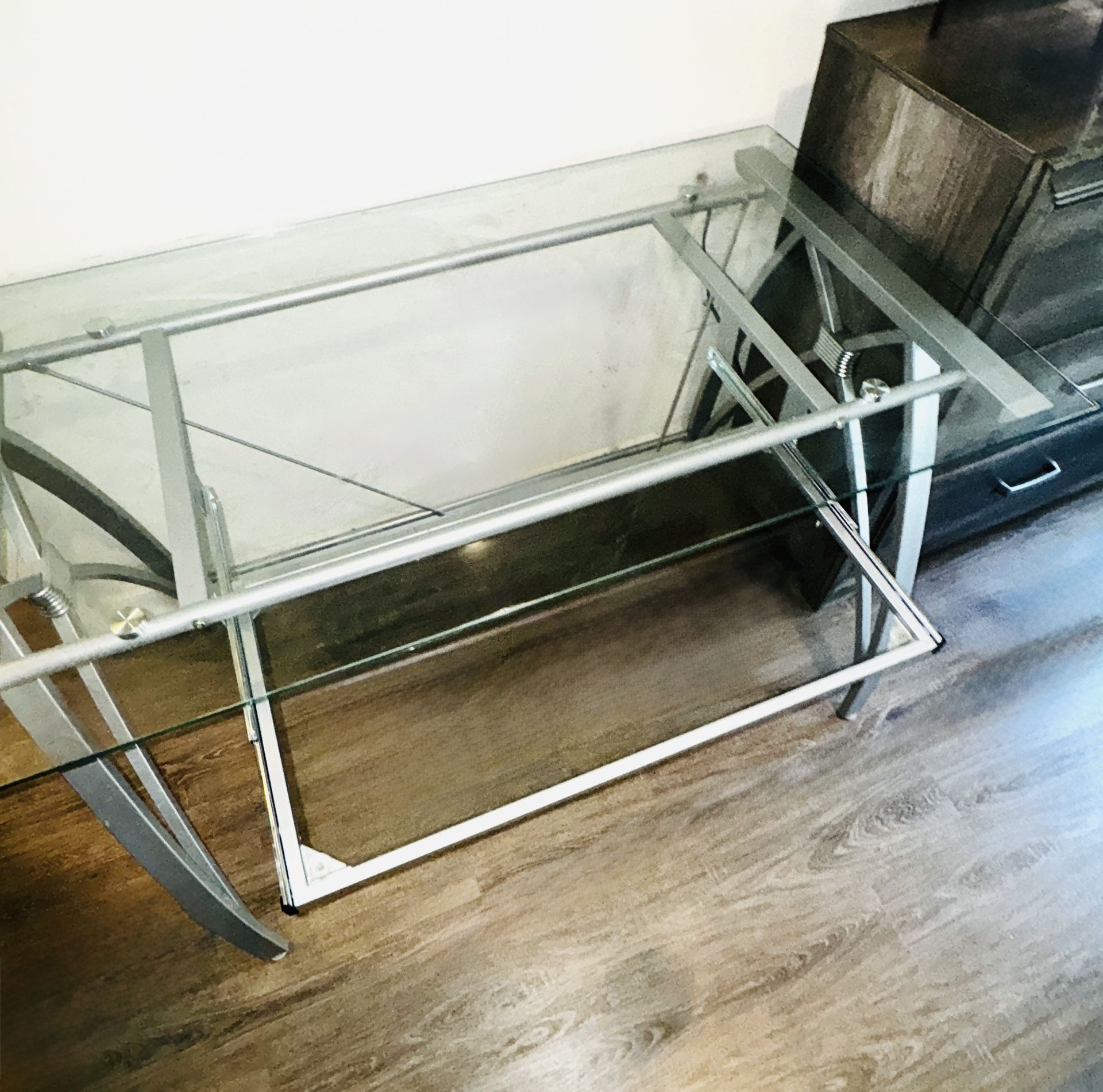 Glass and chrome desk /computer desk w/ keyboard slide out
