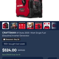 CRAFTSMAN 49 State 2500 -Watt Single Fuel