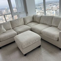 New 99x99 Corduroy Sectional Couch / Free Delivery 