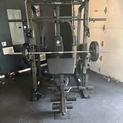 Vesta Fitness Smith Machine 1001 w/Bench Attachment | 230lb Bumpers Olympic Weights | 7ft Olympic Bar | Gym Equipment | FREE DELIVERY/INSTALL🚚 