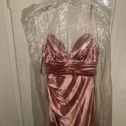 Pantora Sadie Stretch Satin Dress Size 8 Color Is Blush #37