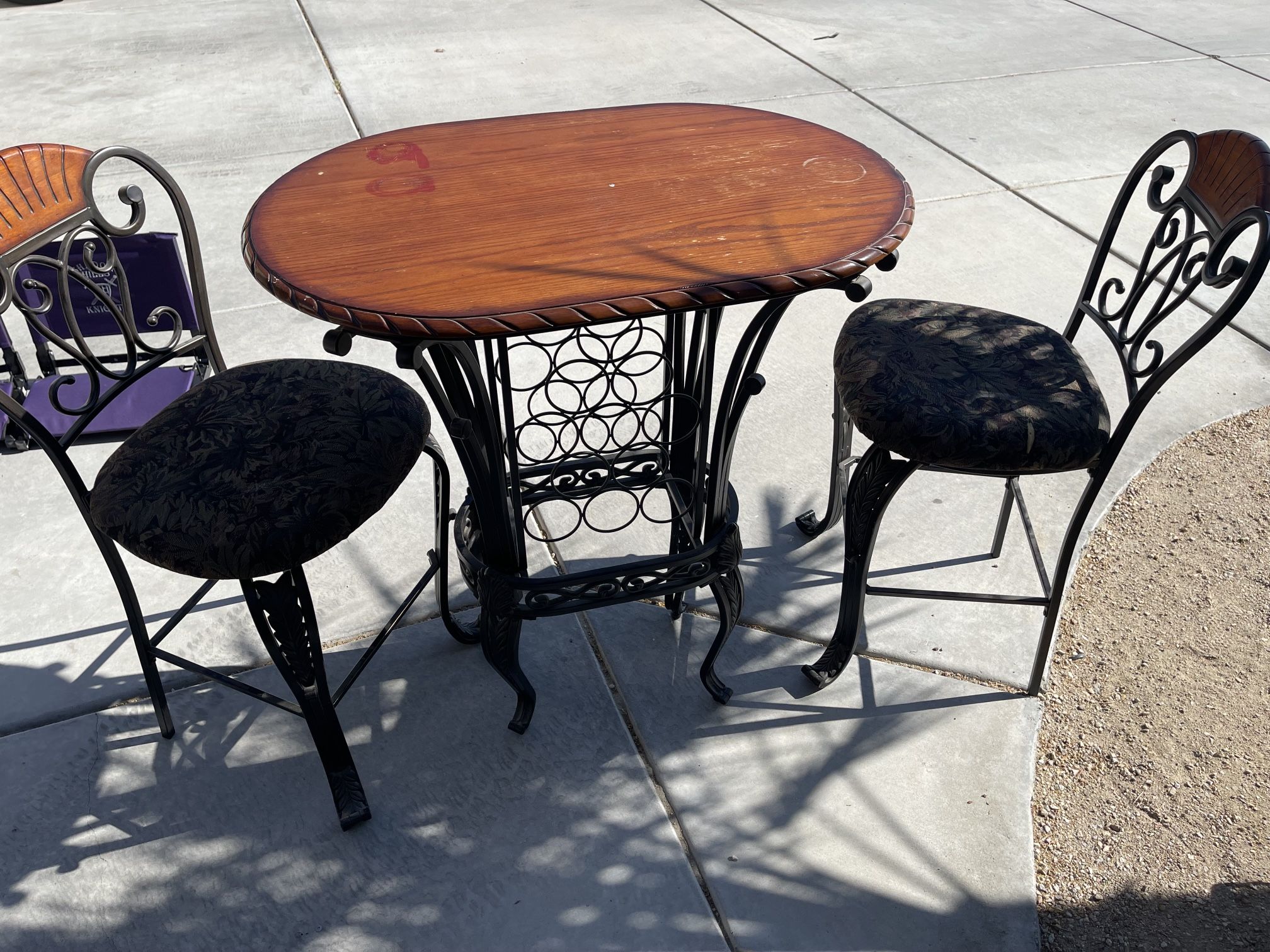 METAL BISTRO WINE TABLE W/ 2 CHAIRS